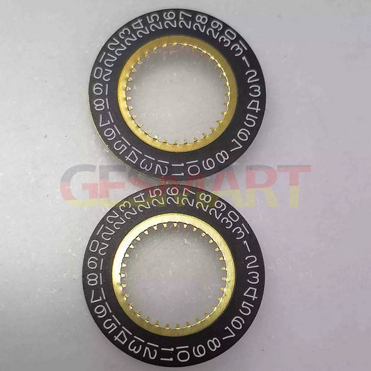 Black date disk with clear numerals, positioned at 3 o'clock for Ronda 705 quartz watch movement.