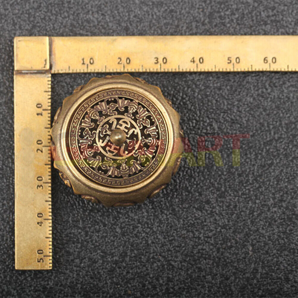 Hand-carved solid copper Zodiac incense burner with 12 Chinese animal figurines for elegant home d�cor.