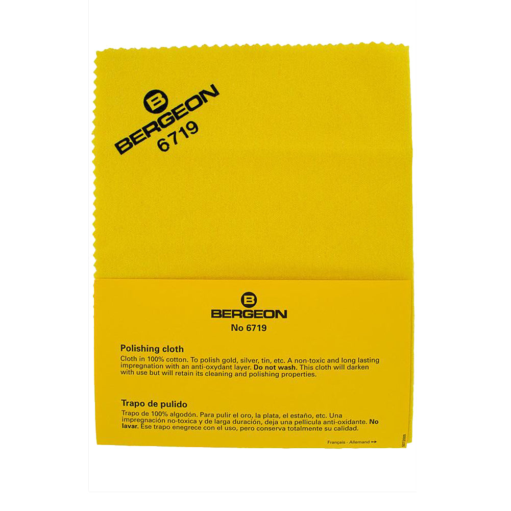 Bergeon 6719 cotton polishing cloth for gold and silver watch accessories maintenance and cleaning.