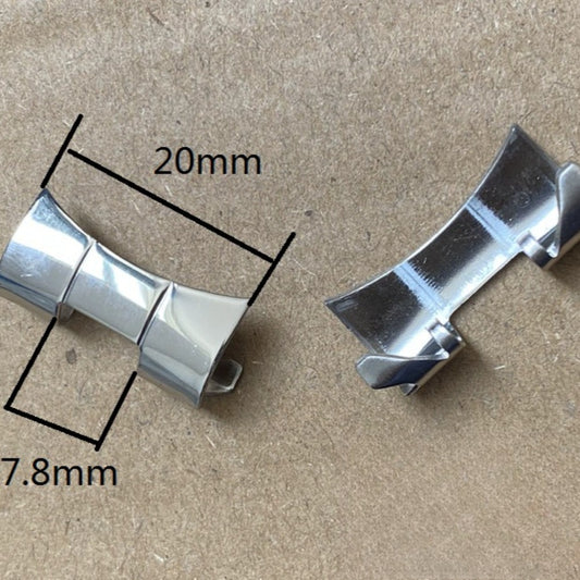 20x7.8mm Polished Silver Curved End Links Spring Bars Bracelet Watch Band Strap#1030