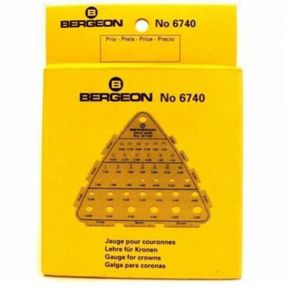 Bergeon 6740 watch crown gauge for precise measurement of thread size and diameter in watch accessories.
