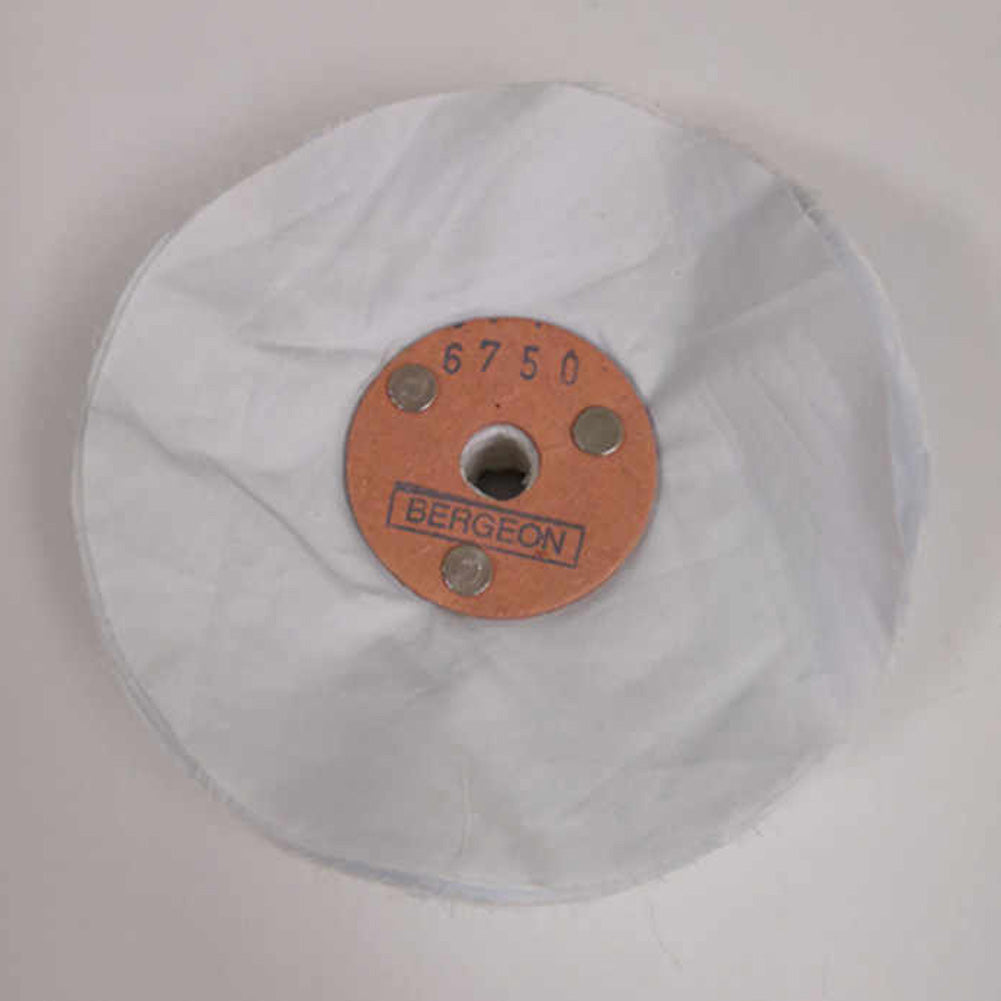 Bergeon 6750 cotton polishing wheel for precise watch accessory cleaning and finishing.