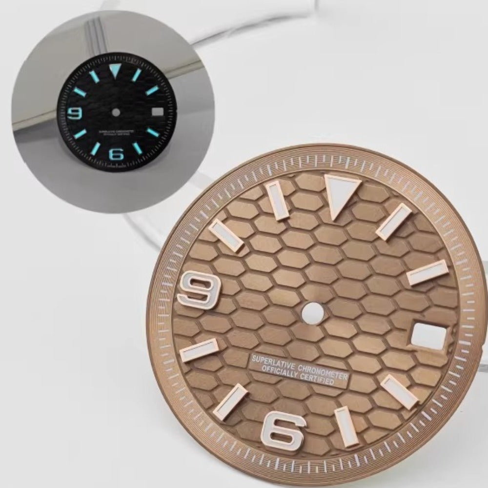 31mm brown modified rose gold nail diving watch dial, compatible with NH35/NH36 movements, no logo