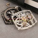 Asian HZ1C00D Silver/Black Hollow Barrel Shape Automatic Mechanical Movement