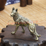 Solid Copper Wolf Dog Trinket Hand Carved Bronze Model Figurines