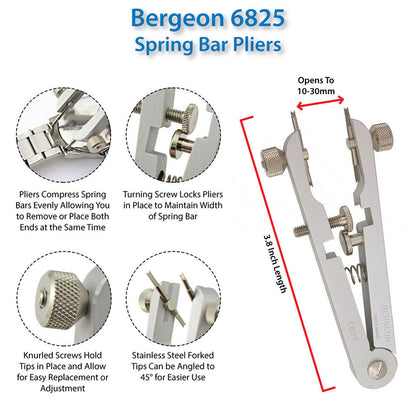 Bergeon 6825 spring bar pliers with ergonomic handles for precise watch bracelet removal