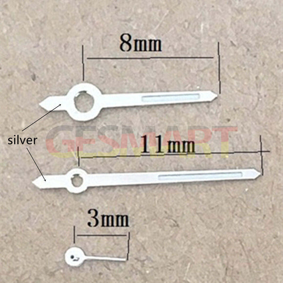 11mm Silver Trim Green Luminous Watch Hands for Miyota 1L45 Quartz Movement