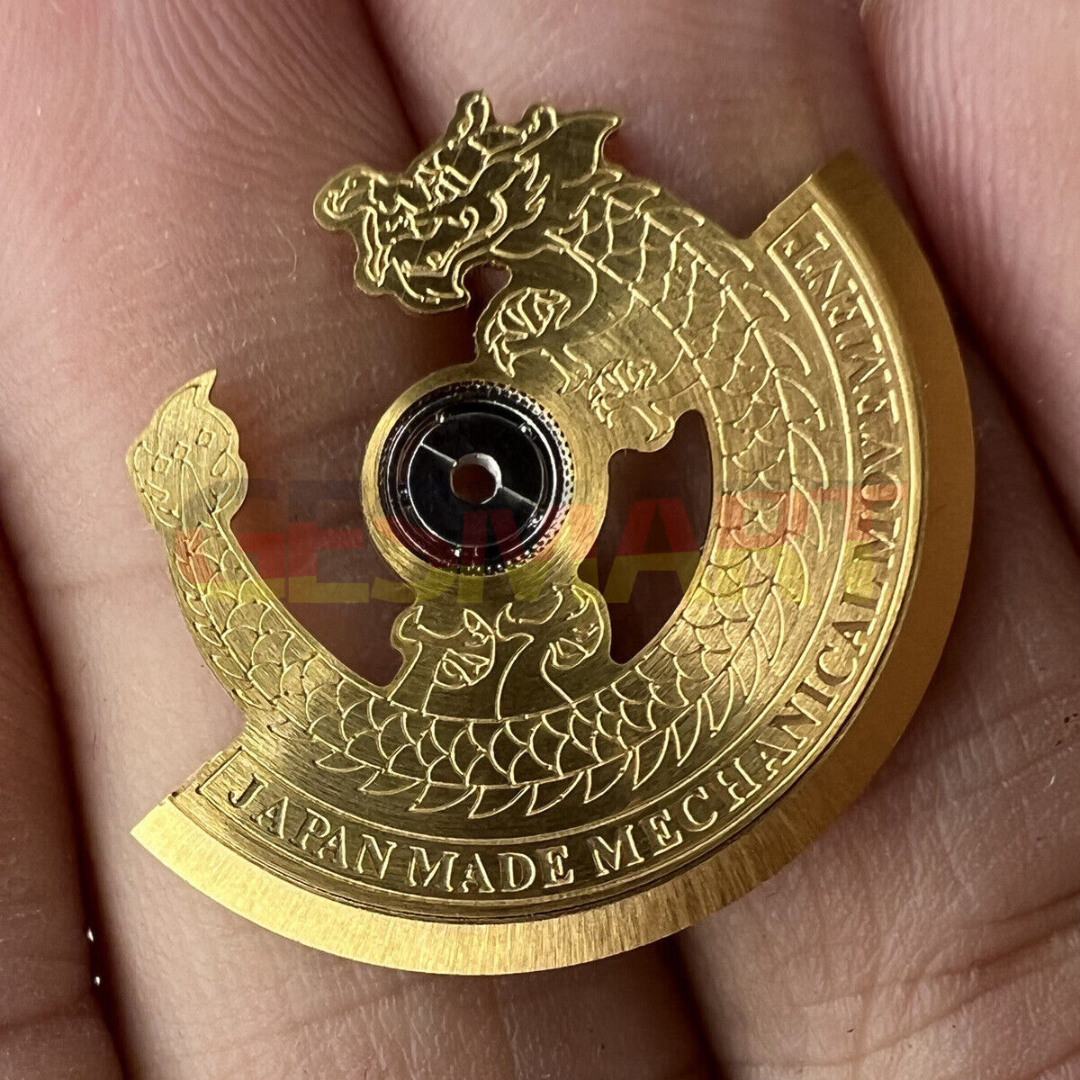 Golden Dragon carved rotor oscillating weight for NH35 NH36 watch movement, elegant upgrade.