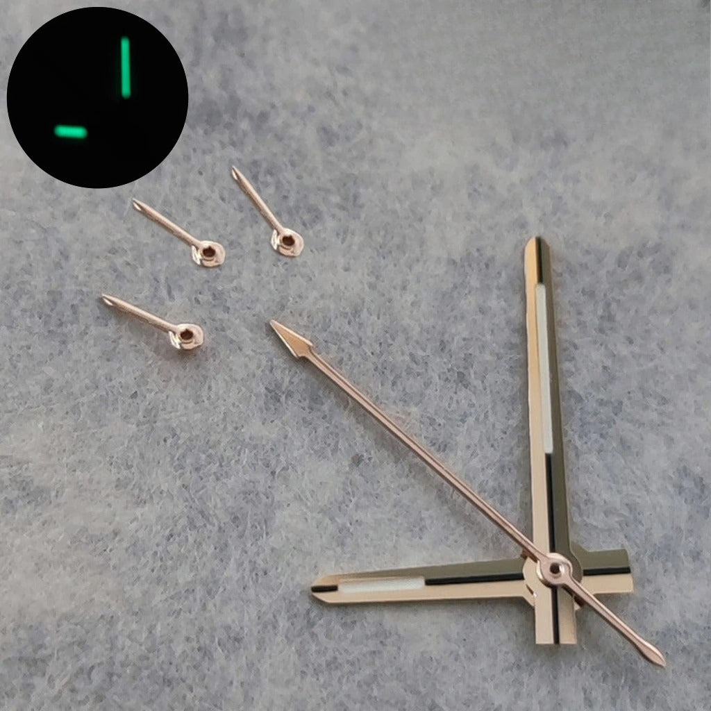 6 Pins Green Luminous Watch Hands for VK63 VK64 Silver Black Gold Rose Hands