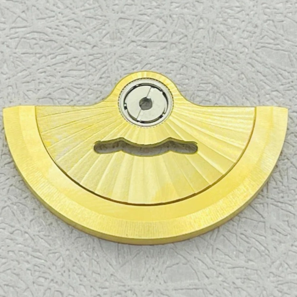 Golden radioactive stripe rotor oscillating weight for NH35 NH36 watch movement, enhancing style and function.