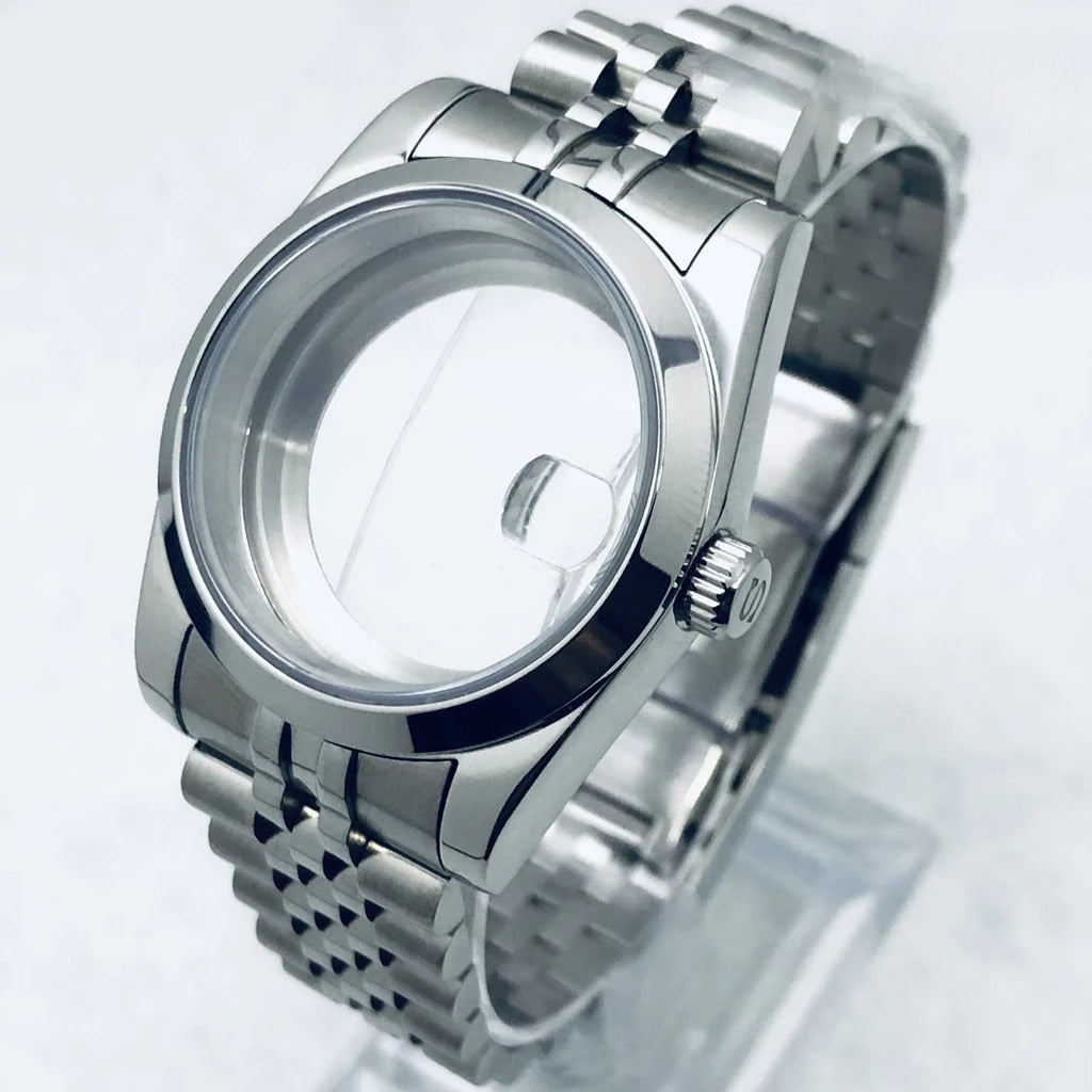 36/40mm Watch Case with Stainless Steel Sapphire Crystal for NH34 NH36 S Crown