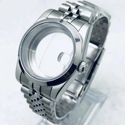 36/40mm Watch Case with Stainless Steel Sapphire Crystal for NH34 NH36 S Crown