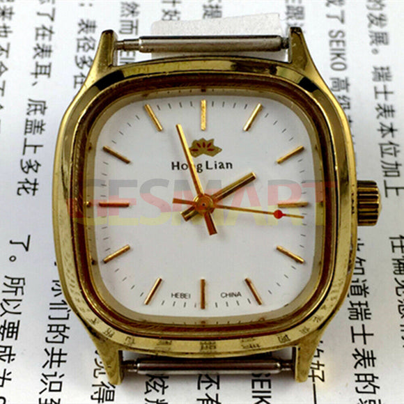 HONGLIAN Manual Mechanical Watch Golden Nail Square Golden Case White Dial