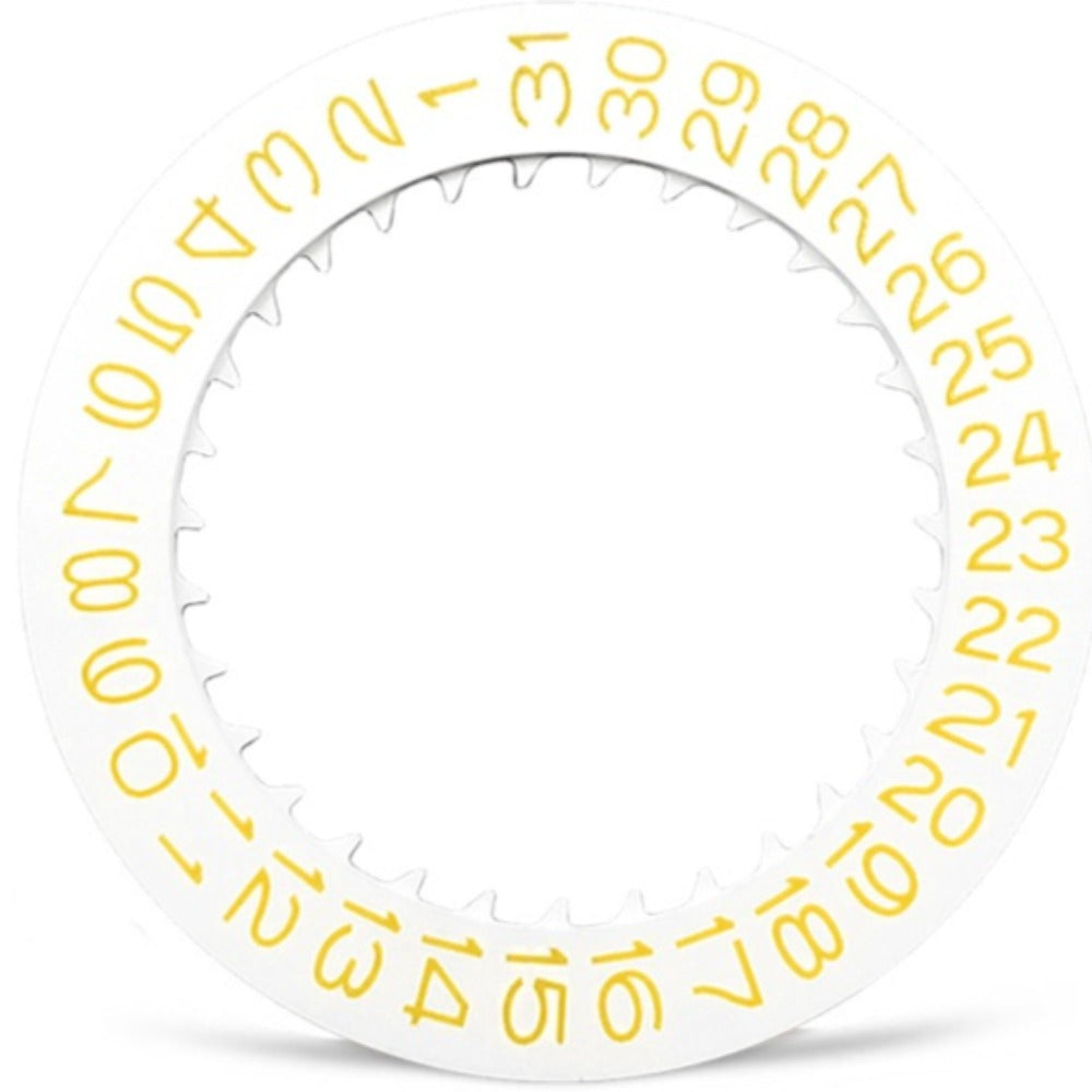 Yellow font date disk wheel displaying date at 3 o'clock for NH35 NH36 movement.