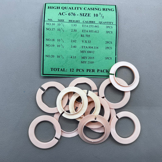 #AC-676-10.5 12 PIECES 5 Ligne Sizes Movement Casing Ring Holder Case Spacer