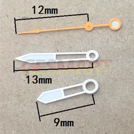 13 mm, keine Leuchtmasse, hohl, orangefarbene Sekundenzeiger für das in China hergestellte 2813-Uhrwerk