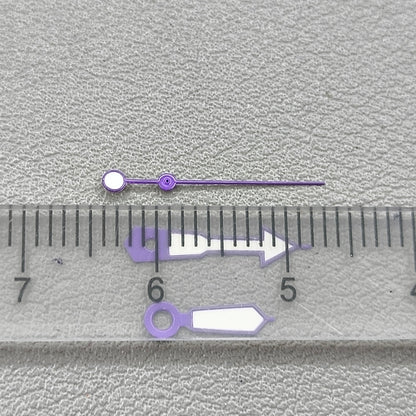 2 Sets Green Lume Purple Trim White Painted Watch Hands for NH35 NH36 7S26