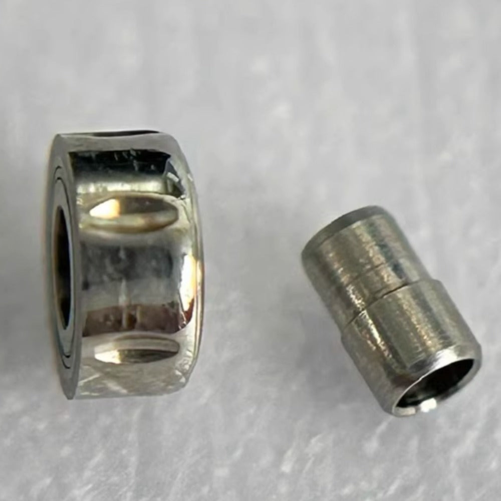 Steel silver polished watch crown for Tissot T02 repair, durable replacement accessory.