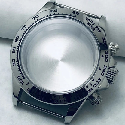 40mm Steel Waterproof Watch Case Chronograph Sapphire Crystal Fit VK63 VK64