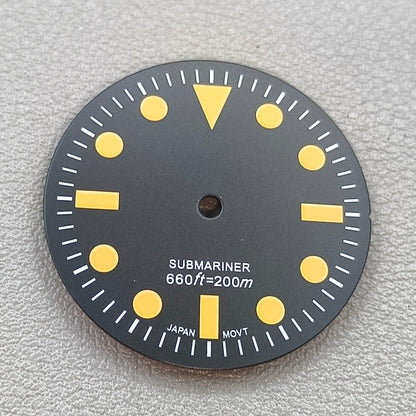 28.5mm Submariner Watch Dial Green Lume Fit for NH35/NH36/4R35 Movement
