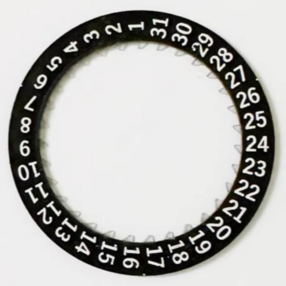 Black date disk wheel for ETA C01.211 watch movement, showing date at the 3 o'clock position.