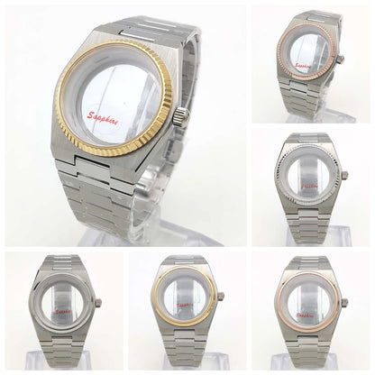 40MM Transparent Bottom Steel  Watch Case Sapphire Strap Set for NH35/36/38/70