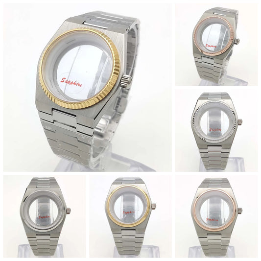 40MM Transparent Bottom Steel  Watch Case Sapphire Strap Set for NH35/36/38/70