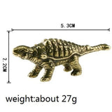 Solid Copper Jurassic Dinosaur Ankylosaurus Trinket Vintage Hand Carved Bronze Figurines