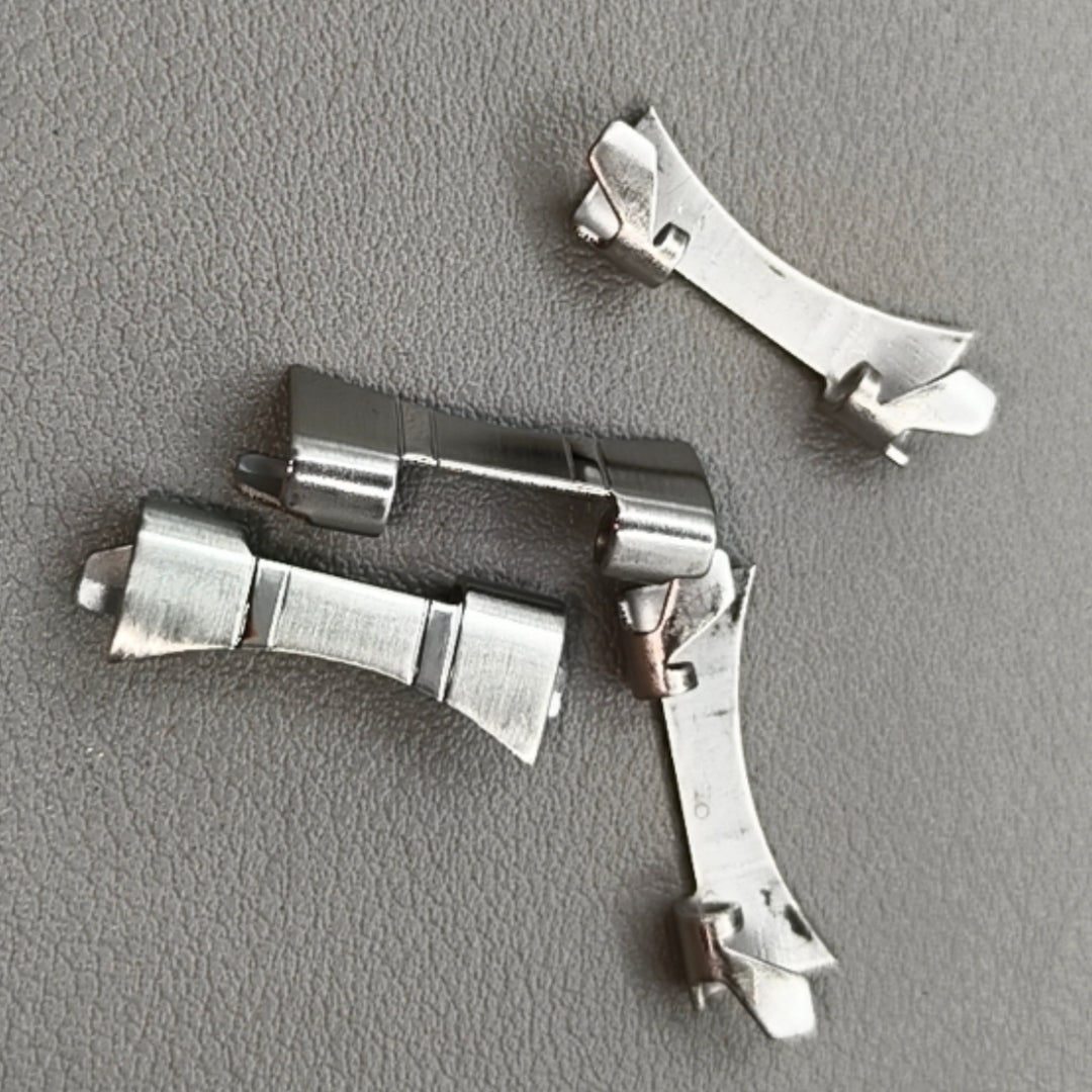 4 PIECES Silver Polished Curved End Links Spring Bars Bracelet Watch Band Strap