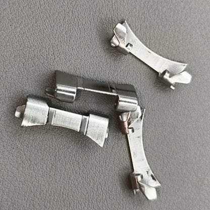4 PIECES Silver Polished Curved End Links Spring Bars Bracelet Watch Band Strap