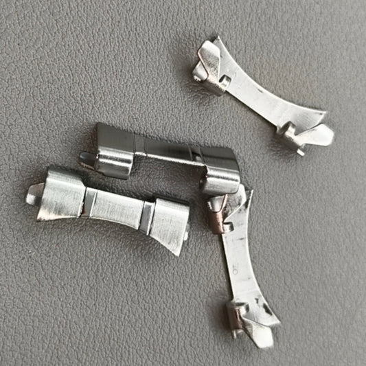 4 PIECES Silver Polished Curved End Links Spring Bars Bracelet Watch Band Strap