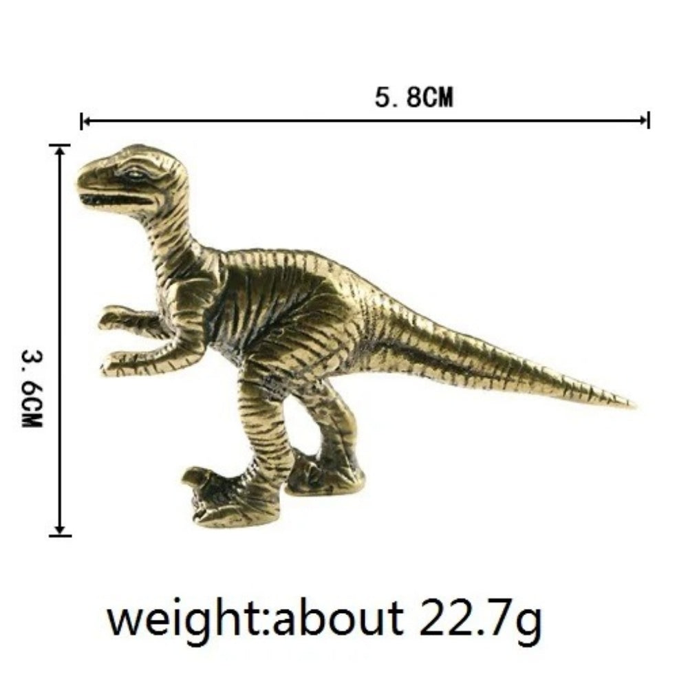 Solid copper Tyrannosaurus Rex figurine with vintage hand-carved bronze details, perfect collectible trinket.