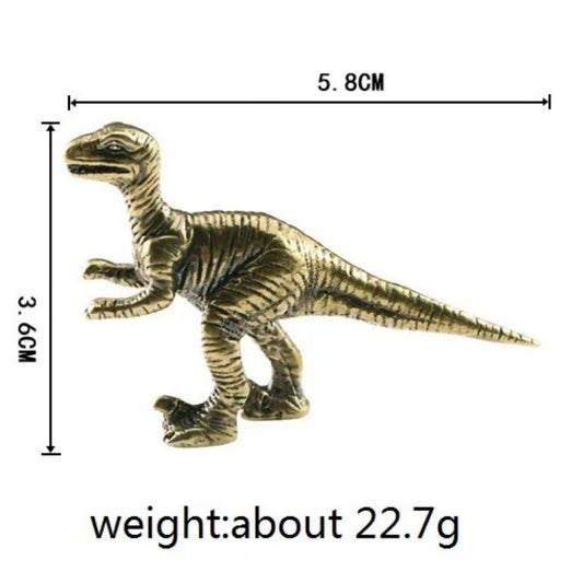 Solid copper Tyrannosaurus Rex figurine with vintage hand-carved bronze details, perfect collectible trinket.