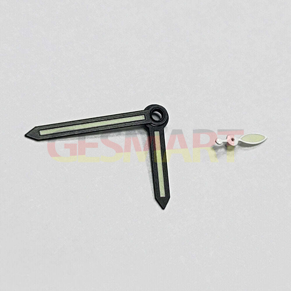 14mm green lume watch hands with black trim for ST3600/ST3620 ETA6497/6498 movements, precise timing.