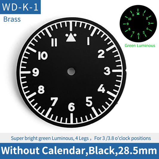 No Calendar Black Pilot 28.5mm Watch Dial Fit For Skx007 Skx009 Sprd NH35 NH36