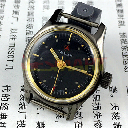 TAISHAN 26mm manual mechanical lady watch with black case and dial, elegant 3-hand display.