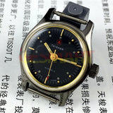 26mm TAISHAN Manual Mechanical Lady Watch 19 Jews Black Case Black Dial 3 Hands