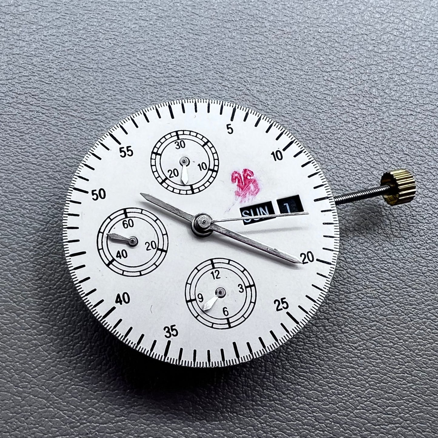 SHANGHAI 7750 White Day Date Small Automatic Mechanical Movement Second@9