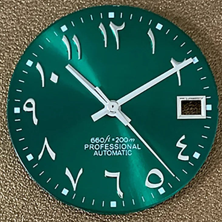 Green Arabic No Lume 28.5mm Watch Dial+Hands Fit For NH35 NH36 Mechanical