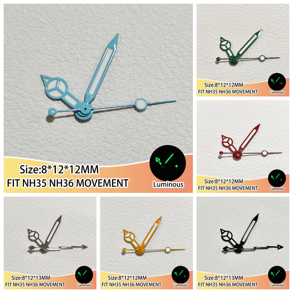 Green Luminous Watch Hands Pointers Suitable for NH35 NH36 Movement Modified