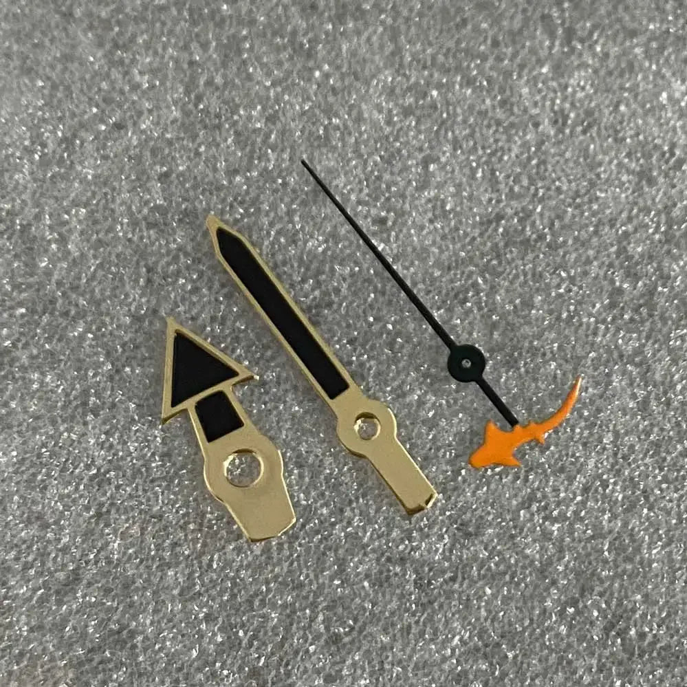 Gold Edge Mermaid/Turtle Black Watch Hands with Second Hands for NH35/NH36/4R/7S