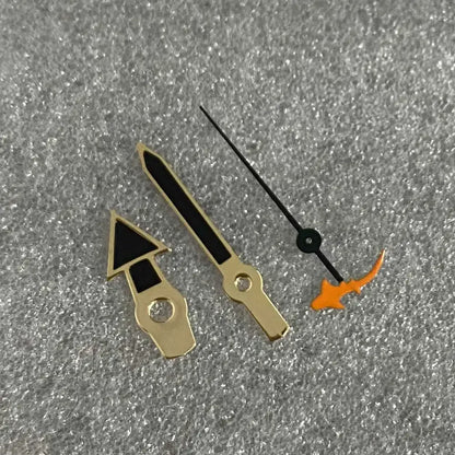 Gold Edge Mermaid/Turtle Black Watch Hands with Second Hands for NH35/NH36/4R/7S