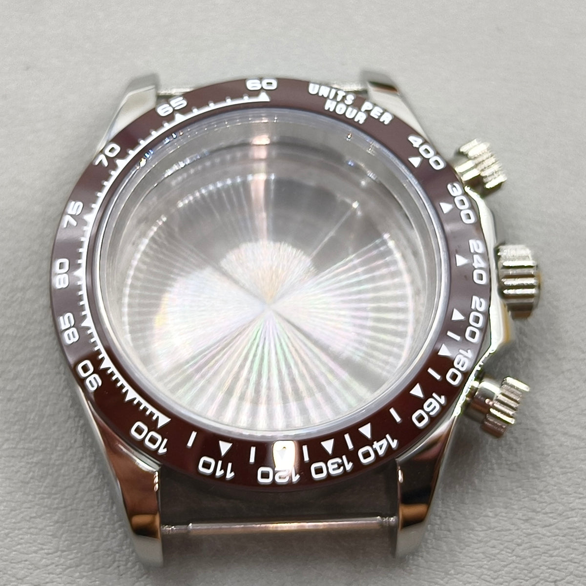 Daytona 40mm Mens Watch 316L Steel Case Brown Bezel for Daytona VK63 VK64 Case