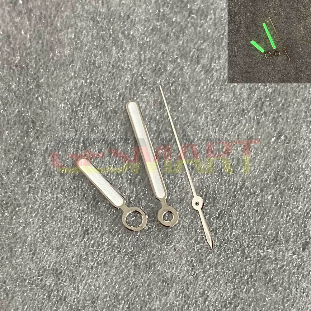 Vintage green luminous watch hands with silver trim for NH35/NH36 movement