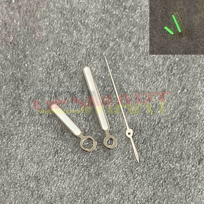 Vintage green luminous watch hands with silver trim for NH35/NH36 movement