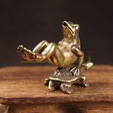 Solid Copper Turtle Backed Frog Trinket Hand Carved Bronze Model Figurines