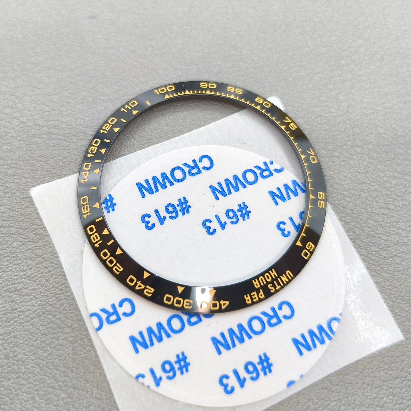 37.65mm Ceramic Watch Bezel Black Background Golden Font for Daytona