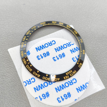 37.65mm Ceramic Watch Bezel Black Background Golden Font for Daytona