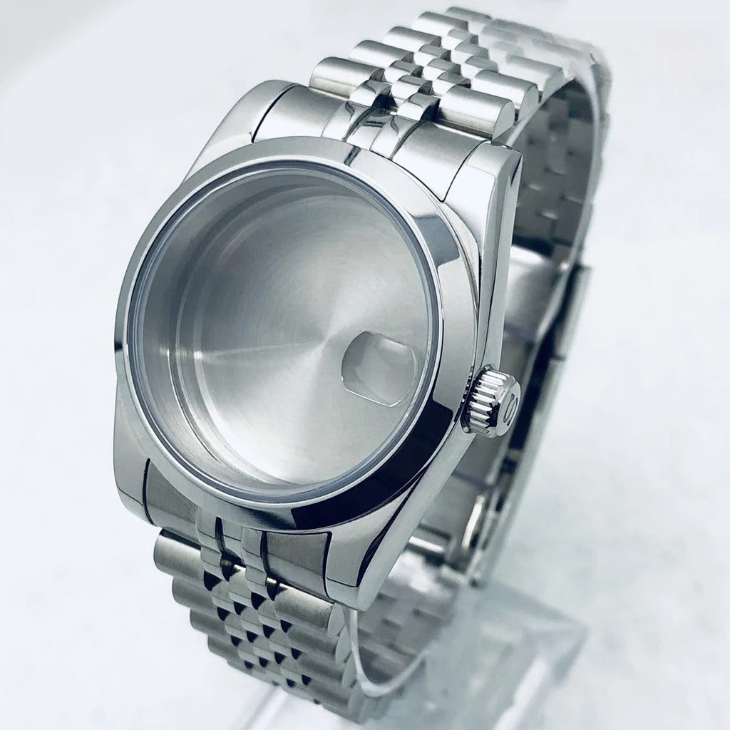 36/40mm Watch Case with Stainless Steel Sapphire Crystal for NH34 NH36 S Crown