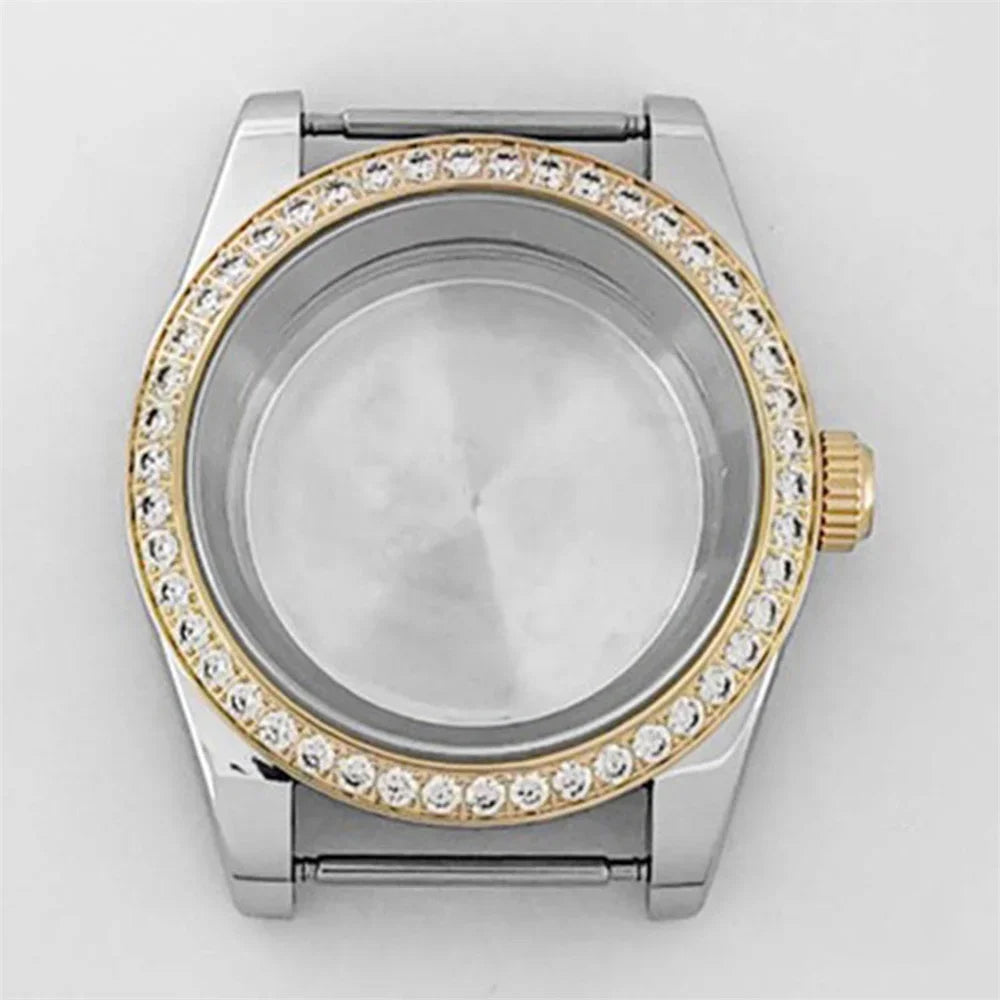 39mm Stainless Steel Diamond Sapphire Glass Watch Case for NH35 NH36 Movement